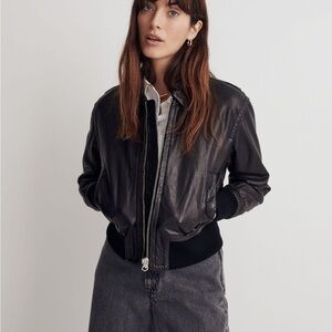 Madewell Cropped Leather Bomber